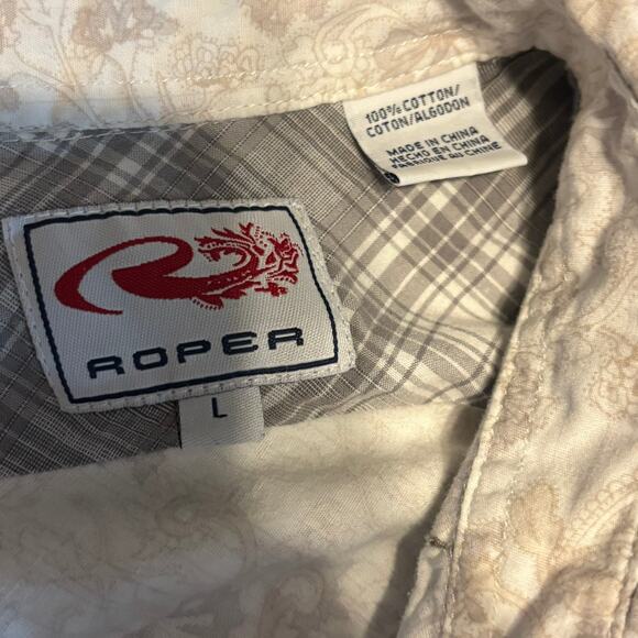 Roper Western Shirt L Women’s Snap Front Floral Paisley Pearl Snap Long Sleeve - Picture 5 of 5